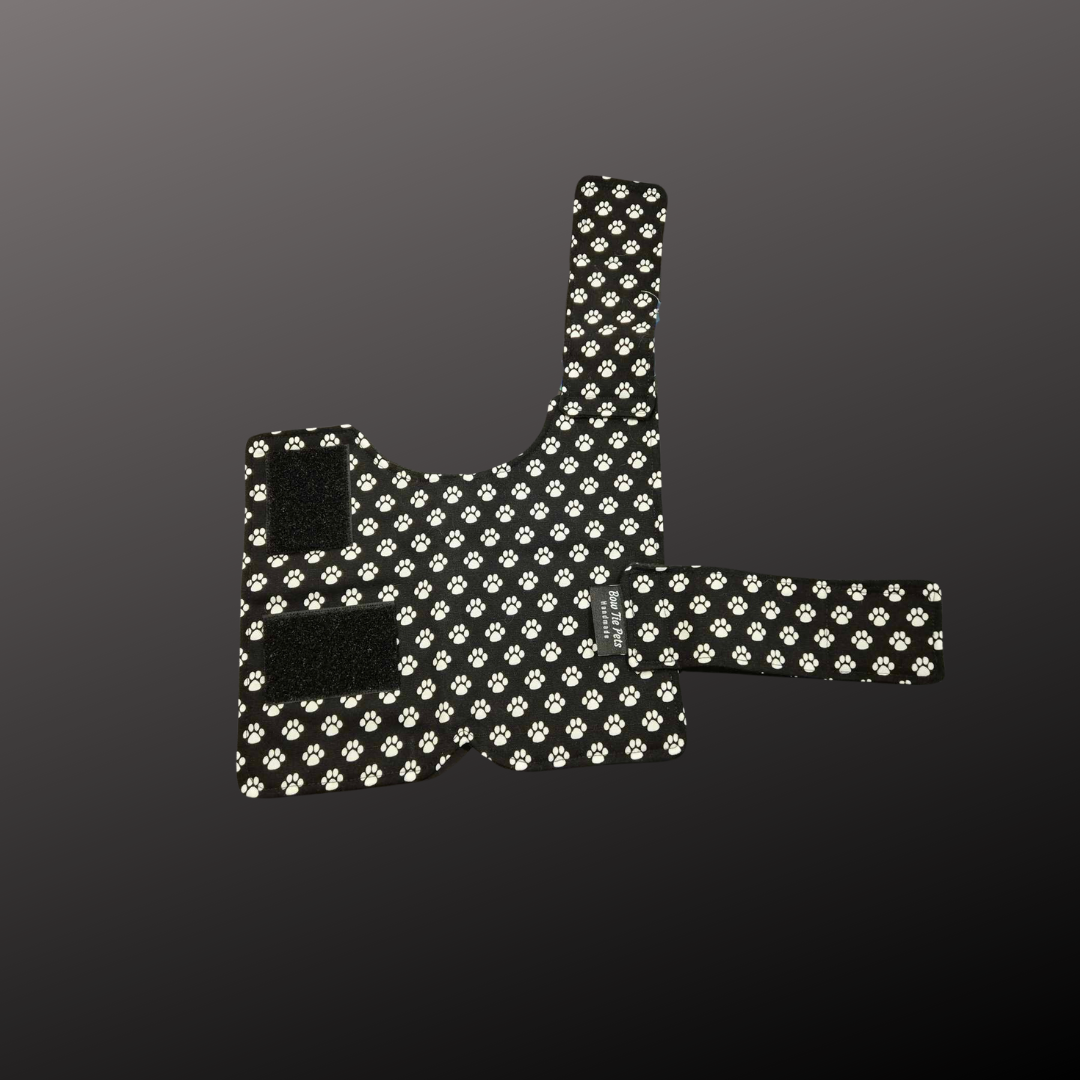Black with White Paw Print Dog Coat