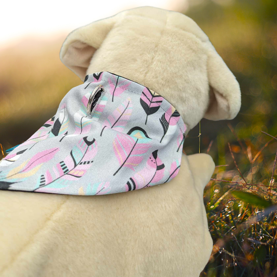 Pink Feathers On Collar Bandana