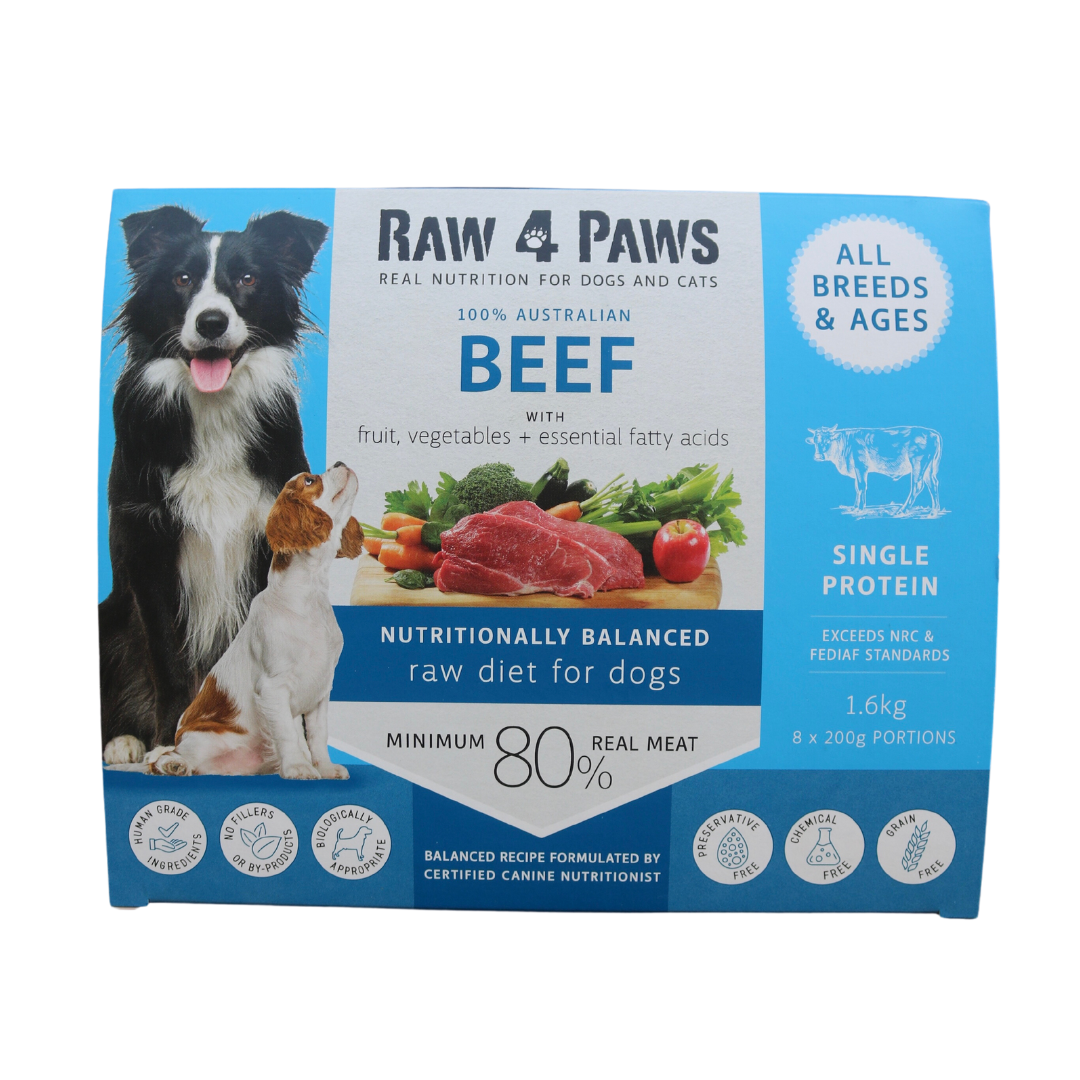 Raw 4 Paws Single Protein Beef Protein Tubs & Portions Bow Tie Pets AU