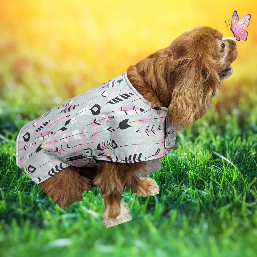 Grey with Pink Feathers Dog Coat