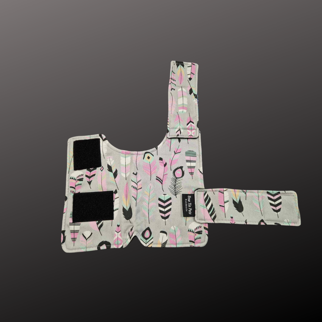 Grey with Pink Feathers Dog Coat