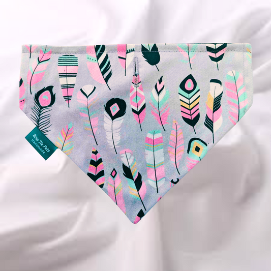 Pink Feathers On Collar Bandana