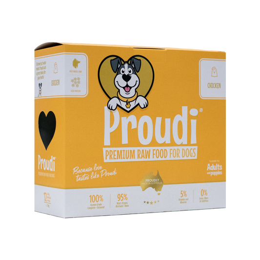 Proudi Single Protein Chicken Food for Dogs 200g x 12 portion box
