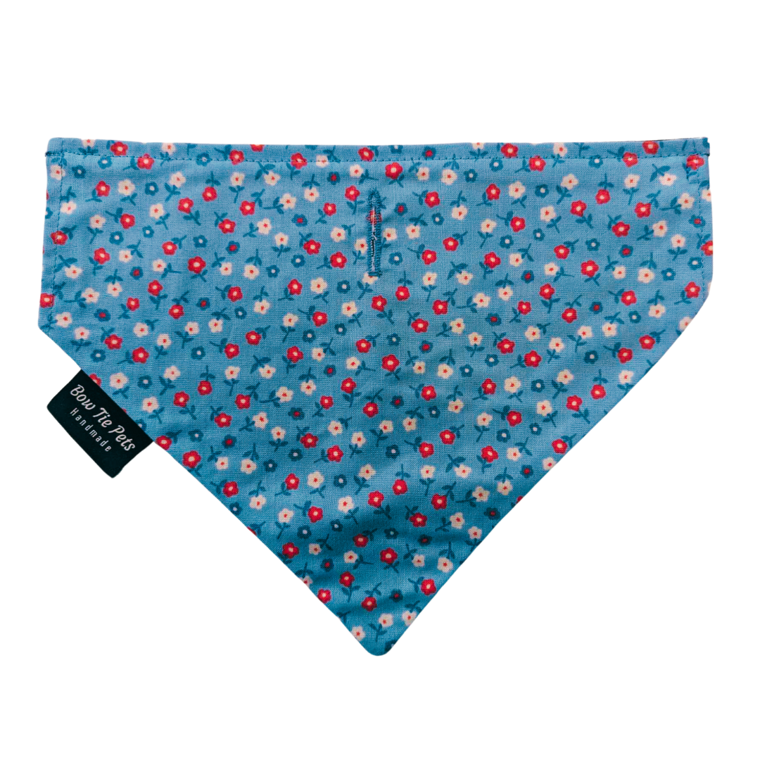 Light Blue Floral On Collar Bandana