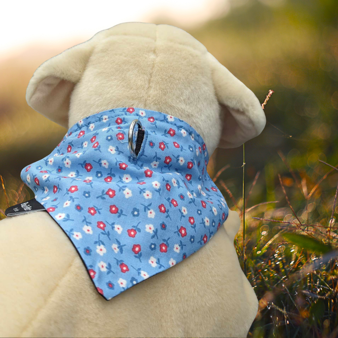 Light Blue Floral On Collar Bandana