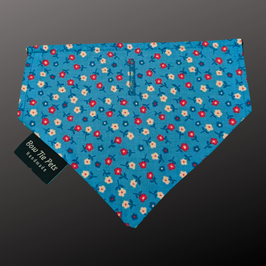 Light Blue Floral On Collar Bandana