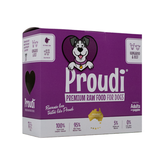 Proudi Kangaroo & Beef Food Combo for Dogs 200g x 12 portion box