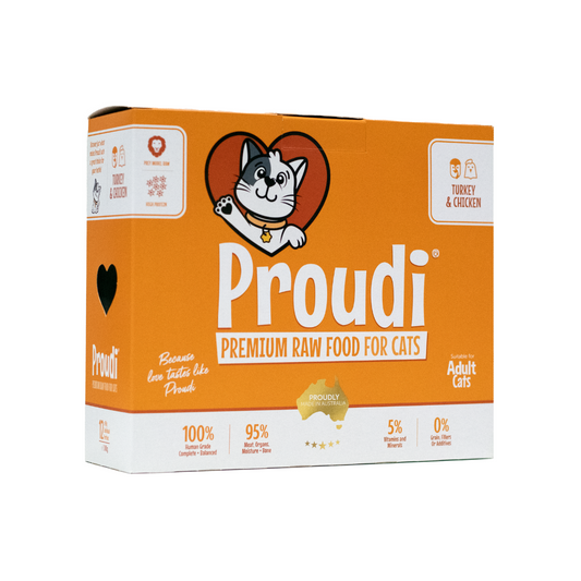 Proudi Turkey & Chicken Food for Cats 90g x 12 portion box